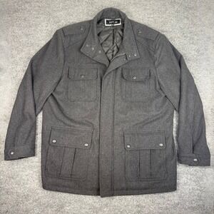 Apt 9 Mens Charcoal Gray Wool Blend Quilted Field Jacket Size XXL Military Coat